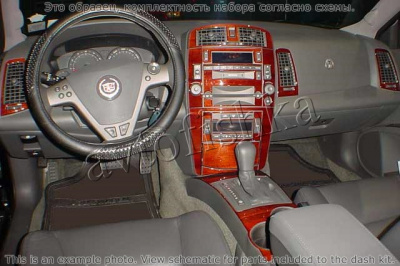 Декоративные накладки салона Cadillac CTS 2003-2007 полный набор, с навигацией, с дверными панелями